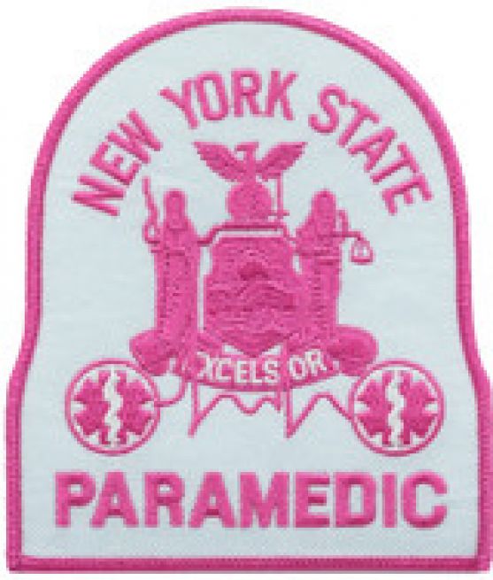 NEW YORK STATE PINK PARAMEDIC SHOULDER PATCH - SEW ON.